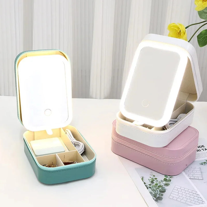GlamBox™ - LED Dreifarbiger Verstellbarer Make-up-Spiegelcase