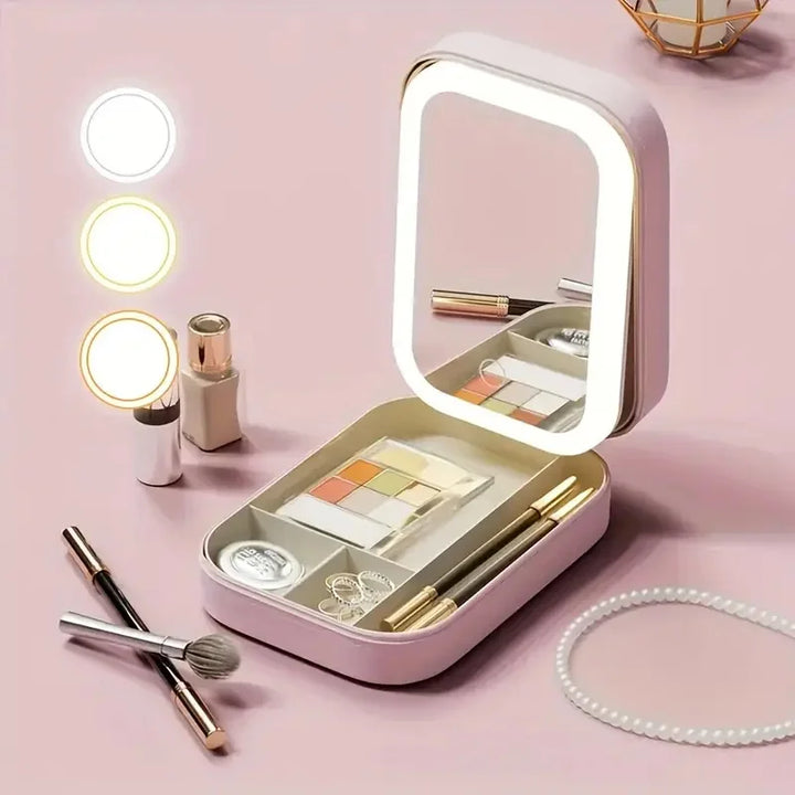 GlamBox™ - LED Dreifarbiger Verstellbarer Make-up-Spiegelcase