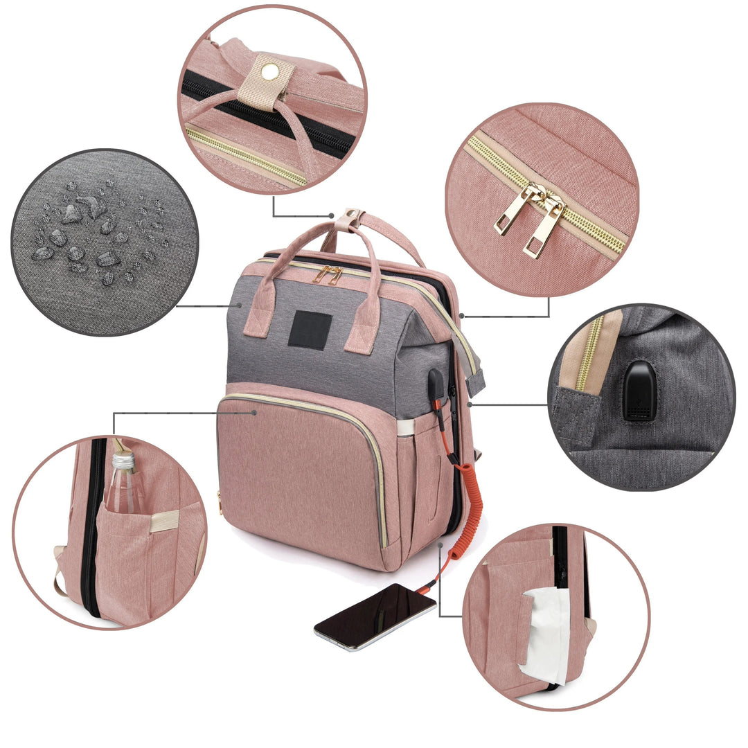 BabyNest™ 3-in-1 Wickelrucksack mit Reisebett