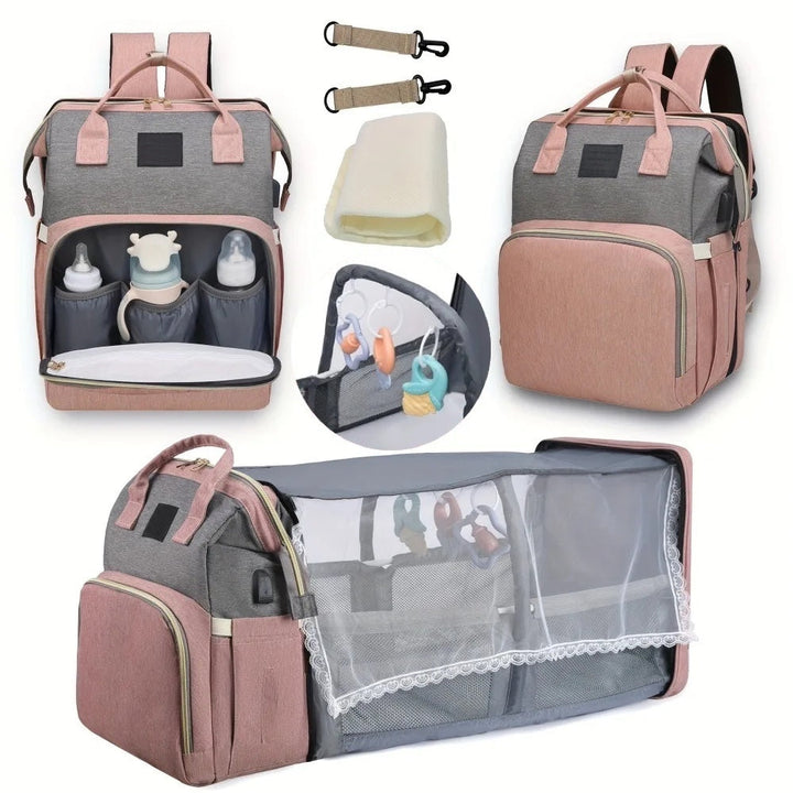 BabyNest™ 3-in-1 Wickelrucksack mit Reisebett