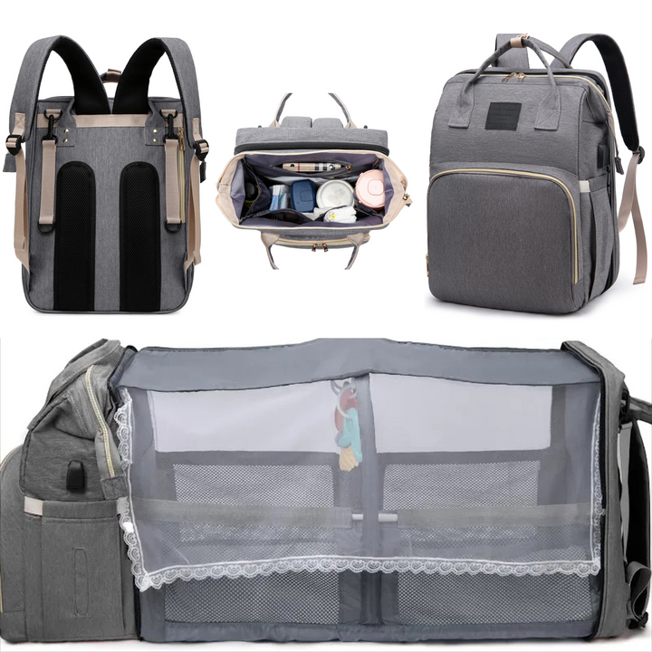 BabyNest™ 3-in-1 Wickelrucksack mit Reisebett