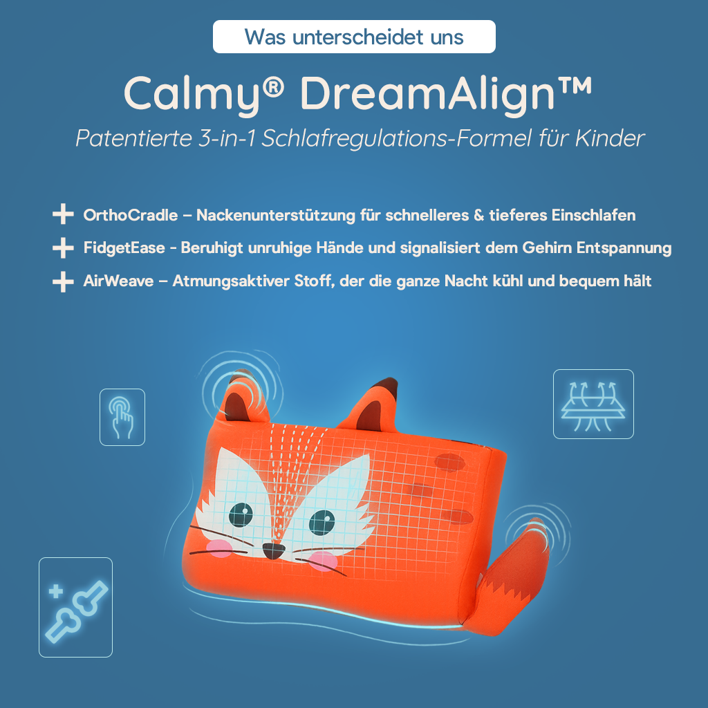 1 + 1 GRATIS | Calmora™ | Beruhigendes Kinderkissen für besseren Schlaf