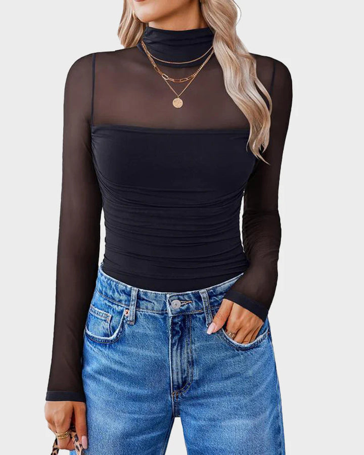 LayerMesh™ Nahtloser Mesh-Bodysuit mit Stehkragen