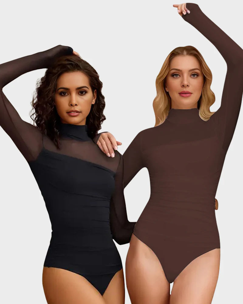LayerMesh™ Nahtloser Mesh-Bodysuit mit Stehkragen