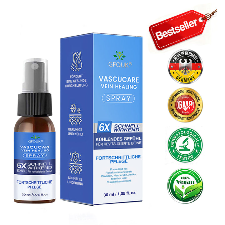 🇩🇪🏃‍🌿GFOUK® VascuCare Vein Healing Spray(Entwickelt für Krampfadern, Besenreiser, tiefe Venenthrombose (TVT), chronische venöse Insuffizienz, venöse Geschwüre, Thrombophlebitis und andere venöse Beschwerden)