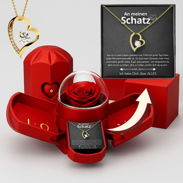 RosenLiebe™ Ewige Rose mit Halskette & Liebeskarte