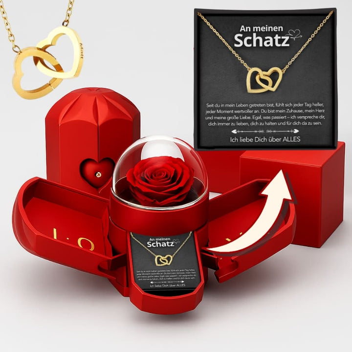 RosenLiebe™ Ewige Rose mit Halskette & Liebeskarte