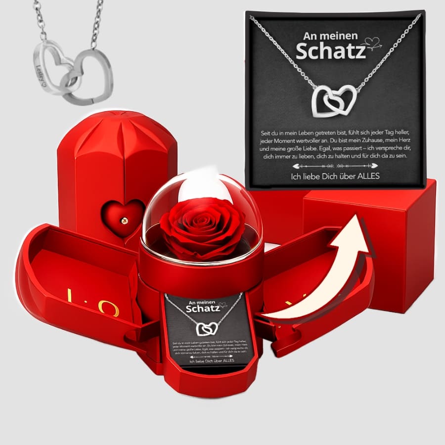 RosenLiebe™ Ewige Rose mit Halskette & Liebeskarte
