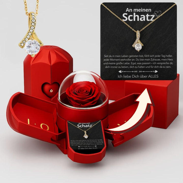 RosenLiebe™ Ewige Rose mit Halskette & Liebeskarte