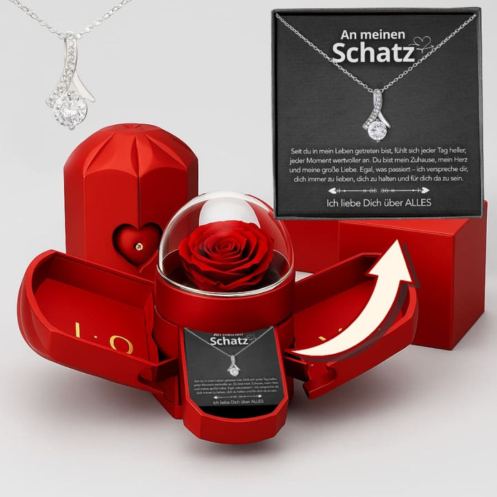 RosenLiebe™ Ewige Rose mit Halskette & Liebeskarte