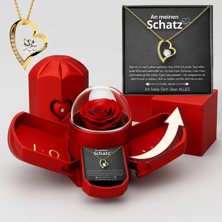 RosenLiebe™ Ewige Rose mit Halskette & Liebeskarte