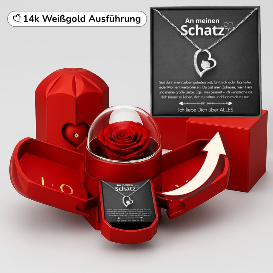RosenLiebe™ Ewige Rose mit Halskette & Liebeskarte
