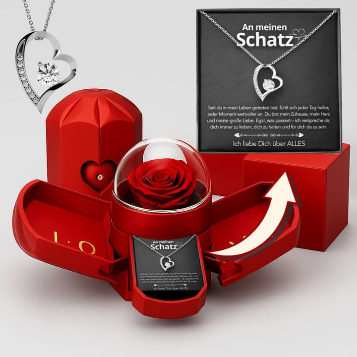 RosenLiebe™ Ewige Rose mit Halskette & Liebeskarte