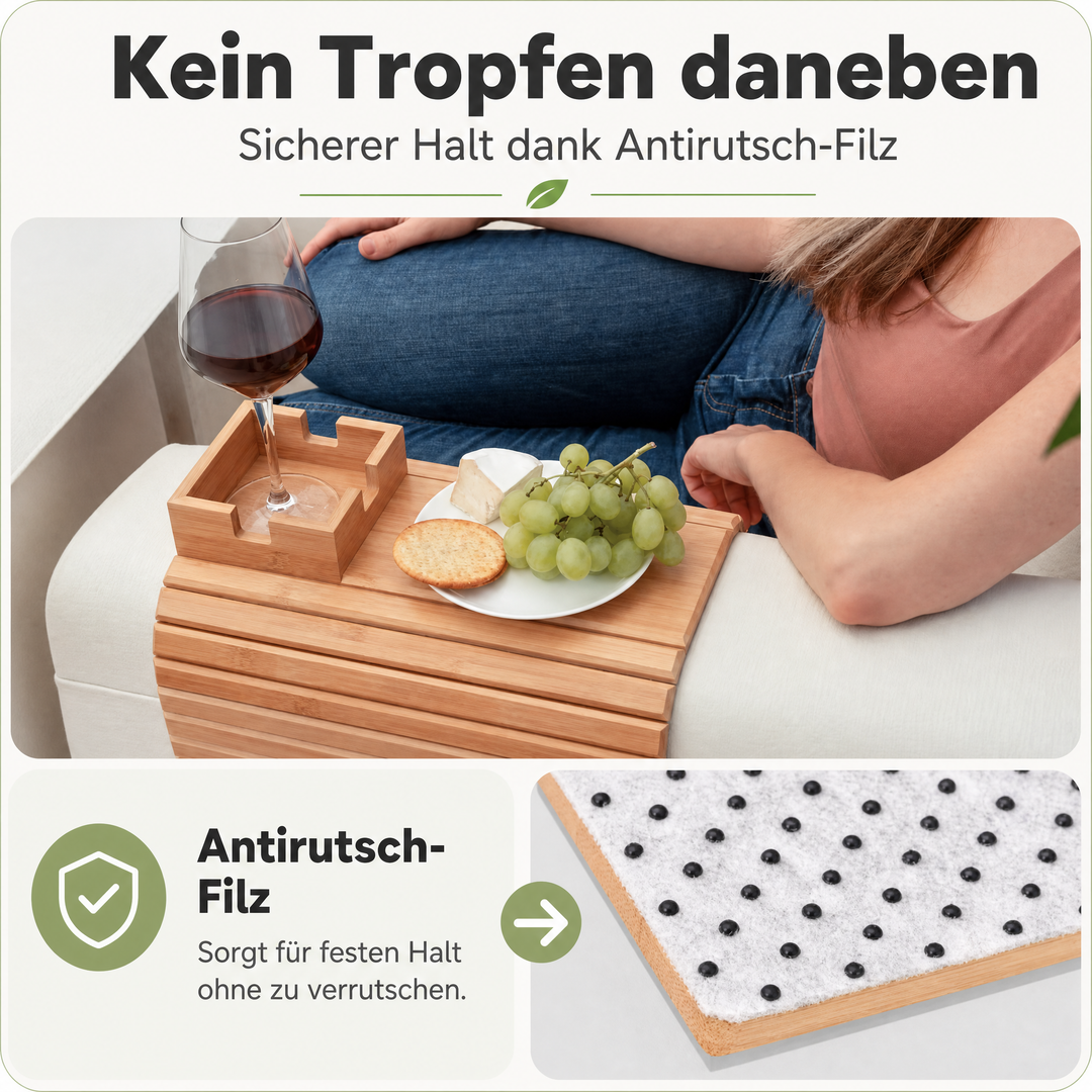 SofaBrett™ Flexible Armlehnen-Ablage aus Holz