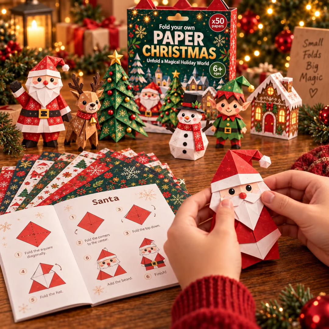 PapierZauber™ Weihnachtliches Faltelset mit 250 Blättern & 5 Motivwelten