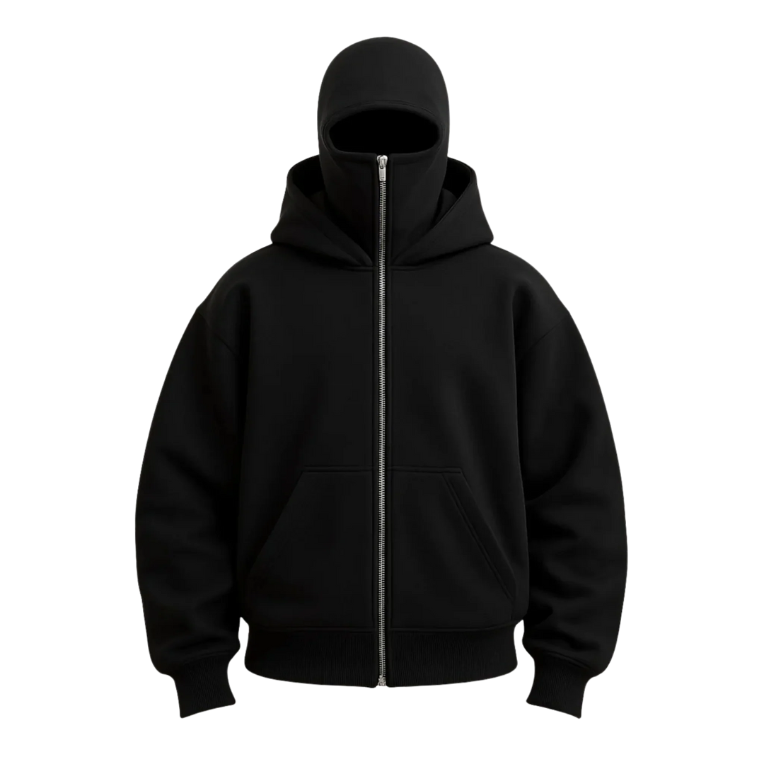 SchattenSchutz™ Unisex-Kapuzenjacke mit Vollgesichts-Reißverschluss