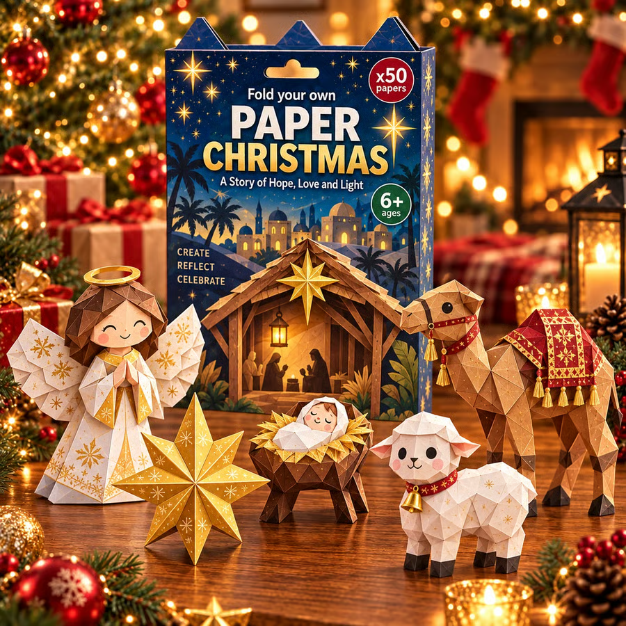 PapierZauber™ Weihnachtliches Faltelset mit 250 Blättern & 5 Motivwelten