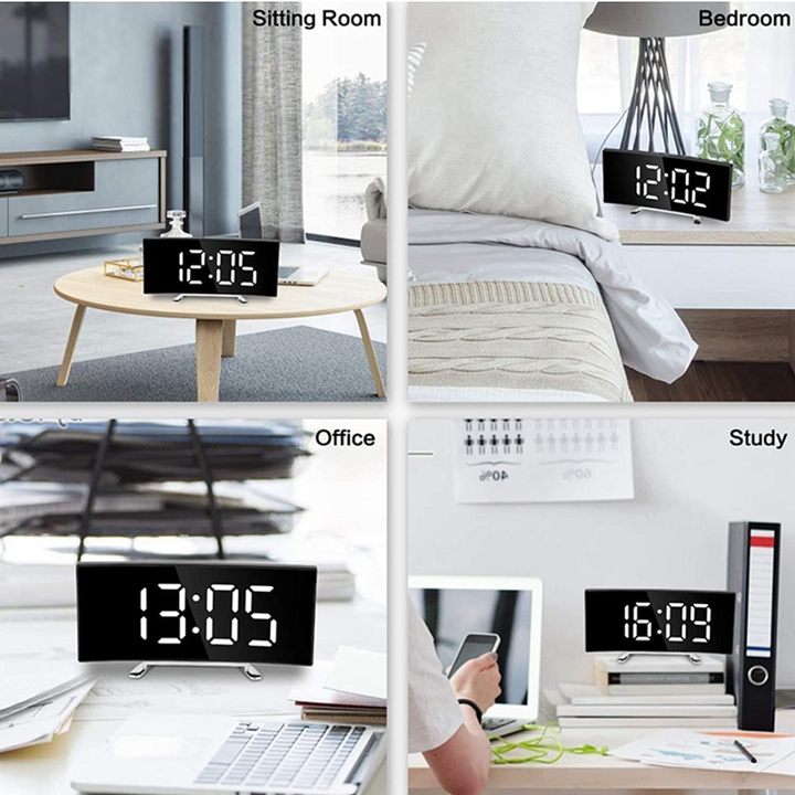Curve-Clock Gebogener LED-Digitalwecker | Automatische Helligkeit | 50% Rabatt