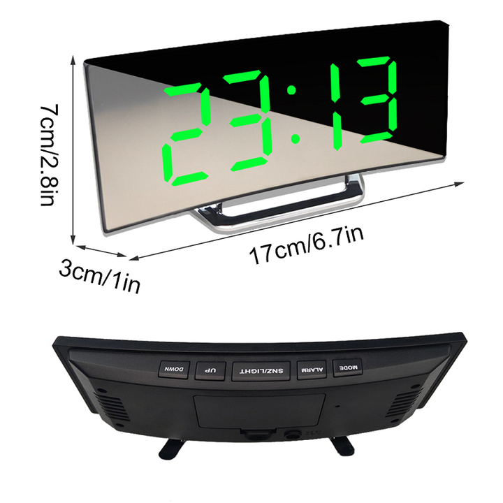 Curve-Clock Gebogener LED-Digitalwecker | Automatische Helligkeit | 50% Rabatt