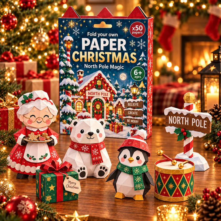PapierZauber™ Weihnachtliches Faltelset mit 250 Blättern & 5 Motivwelten