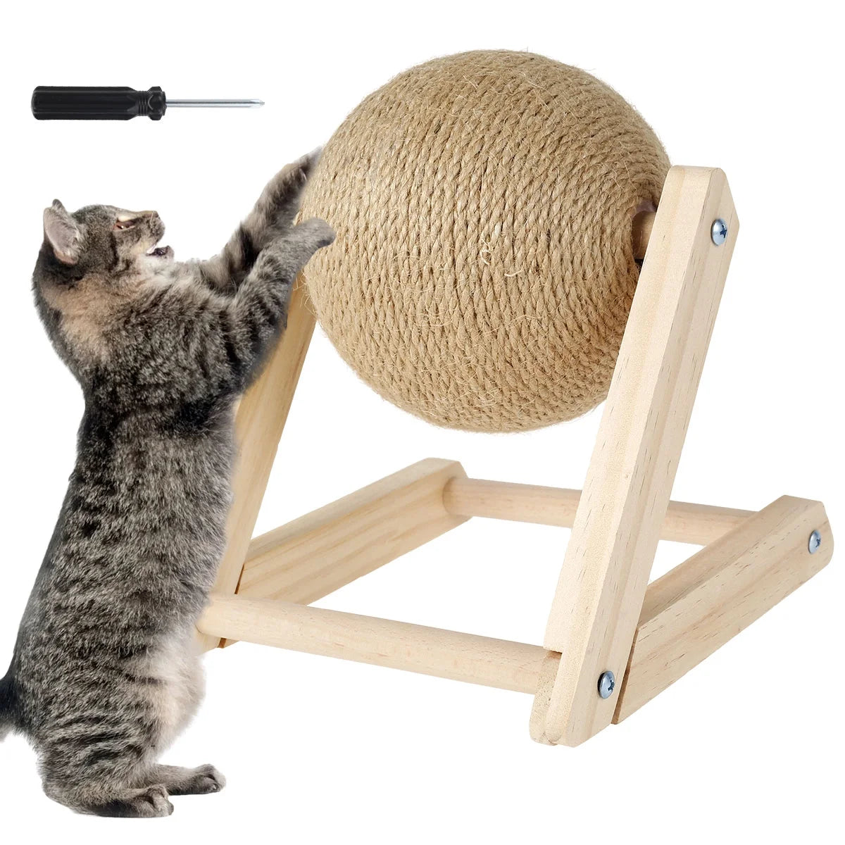 Fhiny Kratzball Mit Schiene – Sisal Kratzspielzeug Für Katzen In Schildkrötenform (inkl. 2 Bälle)