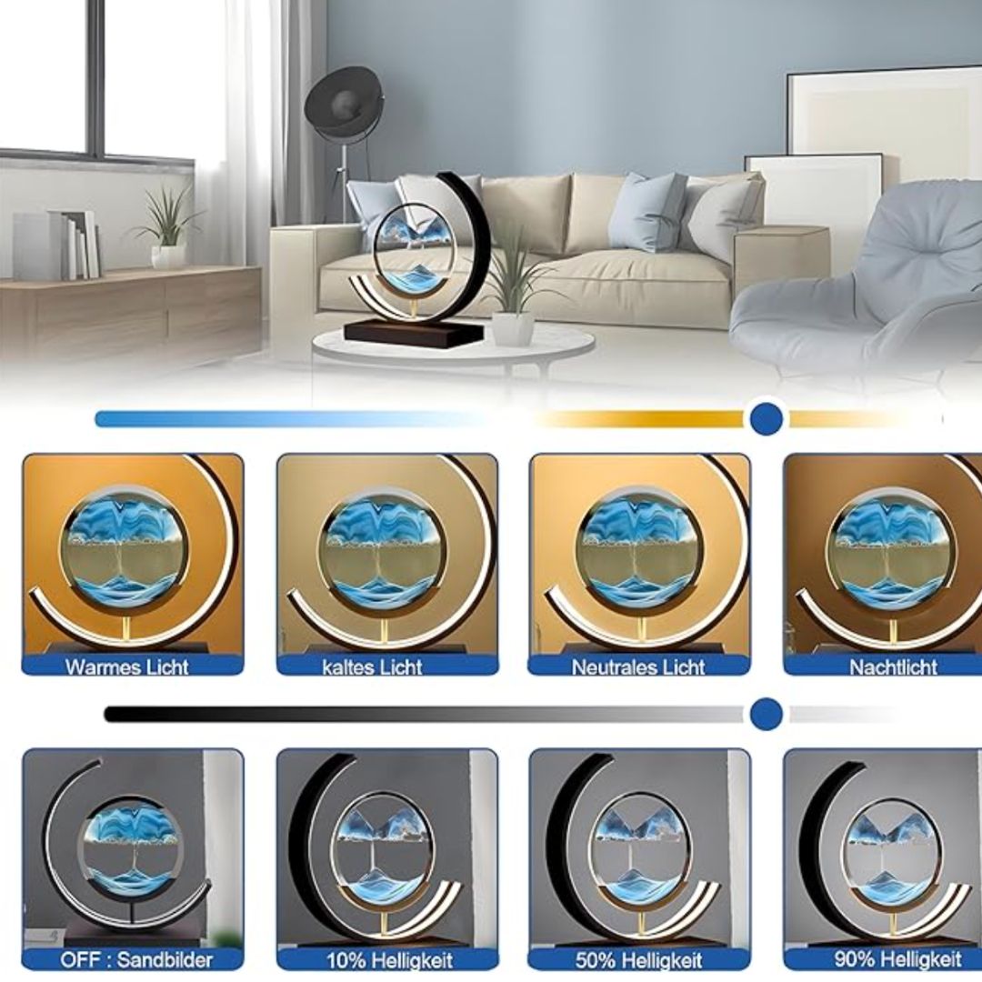 Deko LED Tischlampe | Moderne Designer Lampe | Sandbild zum Drehen | SandScape