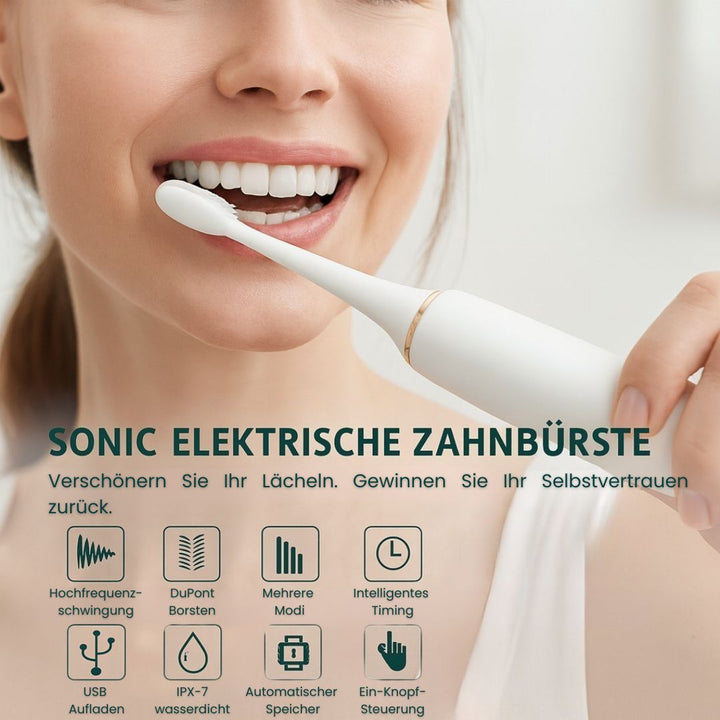 Elektrische Zahnbürste mit 6 Reinigungsmodi | Ultraschall Zahnbürste für Erwachsene & Kinder | ZahnKlar