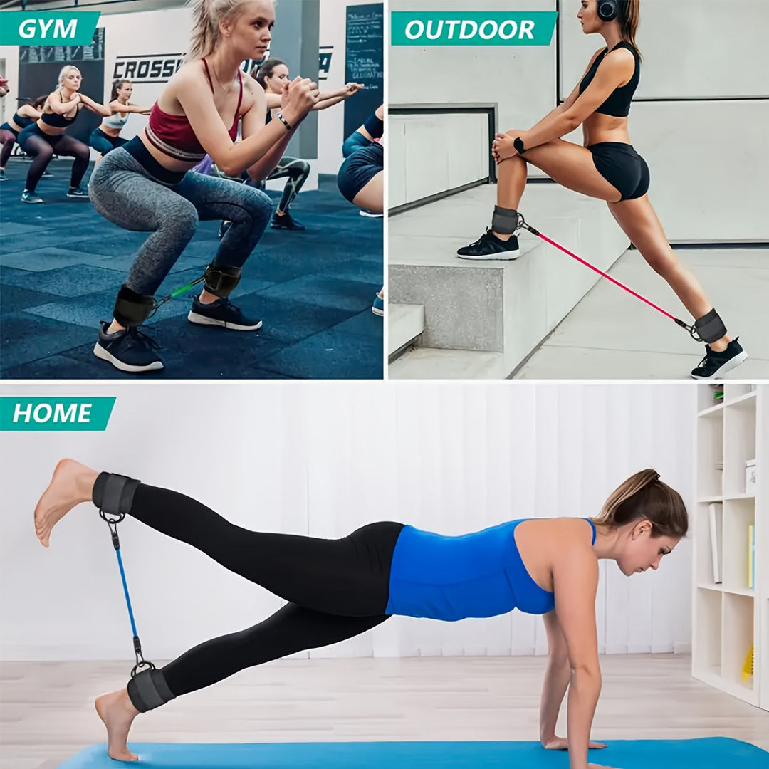 Fitnessbänder mit Knöchelmanschetten für Beintraining zuhause | Widerstandsbänder | BeinKraft