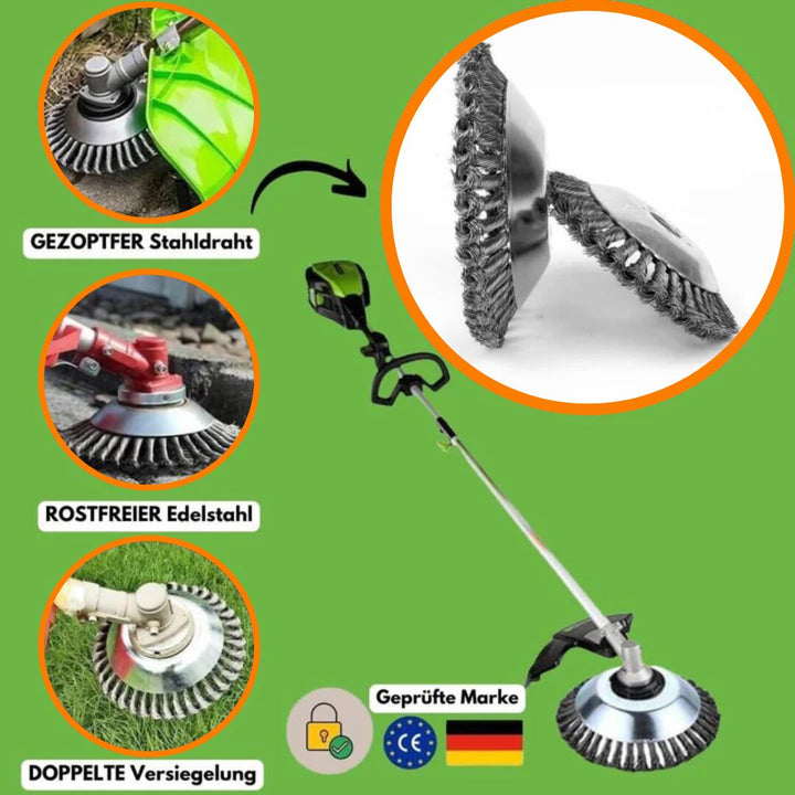 Unkrauttrimmer für Garten | Unkraut Trimmer mit Stahlbürste | GartenFix