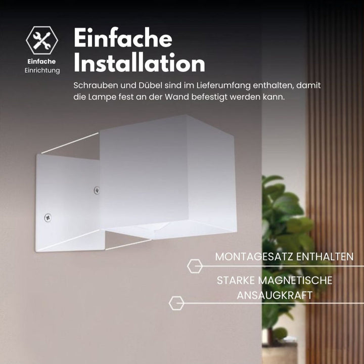 Kabellose Wandleuchte für innen und außen | LED Wandlampe mit Akku und Sensor in schwarz und weiß