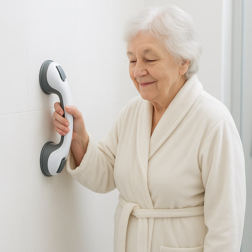 Haltegriff für Dusche, Badewanne oder WC mit Saugnapf | Badewannengriff für Senioren ohne Bohren | GripSicher