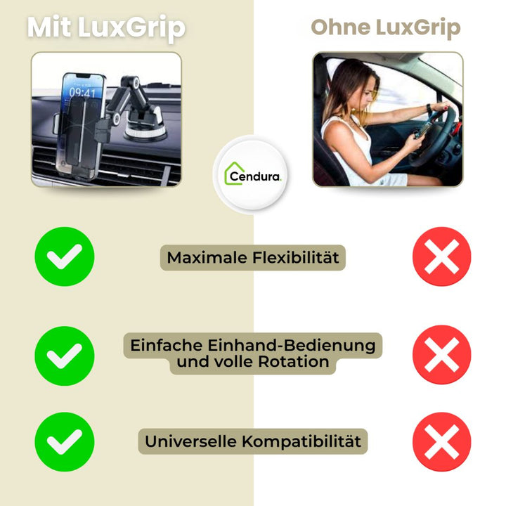 Handyhalterung für Auto | Handyhalter mit Saugnapf & 360° Drehung | LuxGrip