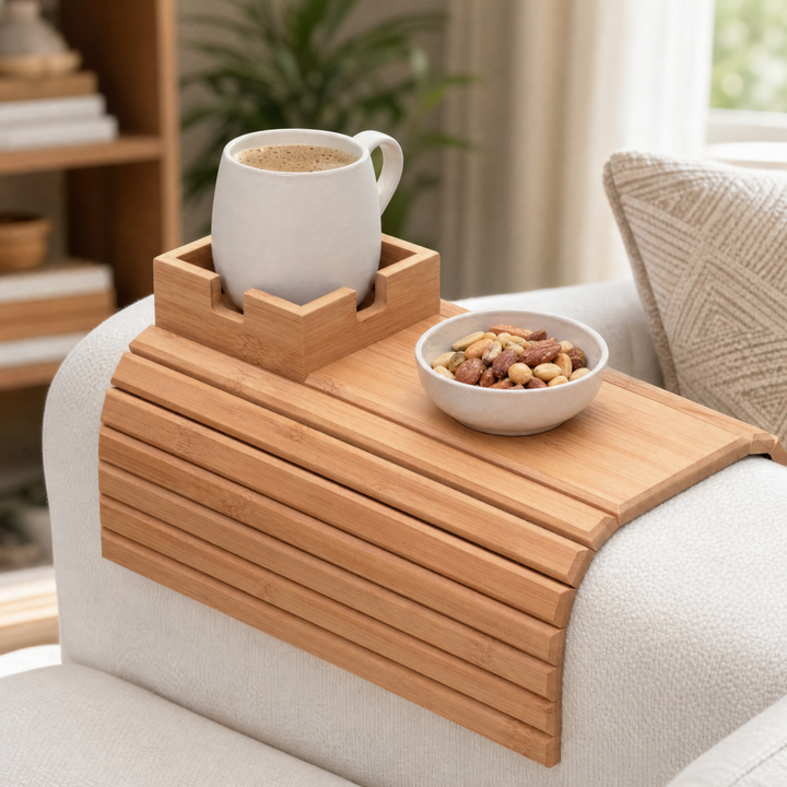 SofaBrett™ Flexible Armlehnen-Ablage aus Holz