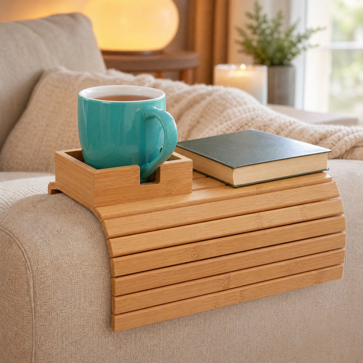 SofaBrett™ Flexible Armlehnen-Ablage aus Holz