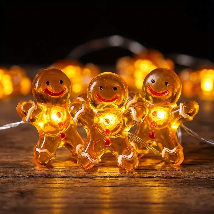 LebkuchenLicht™ Batteriebetriebene LED-Lichterkette mit Lebkuchenfiguren