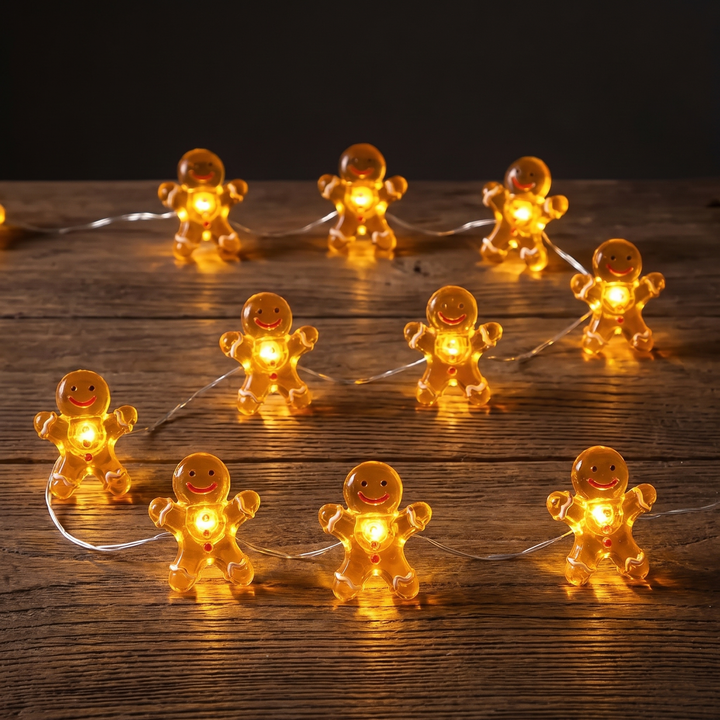 LebkuchenLicht™ Batteriebetriebene LED-Lichterkette mit Lebkuchenfiguren