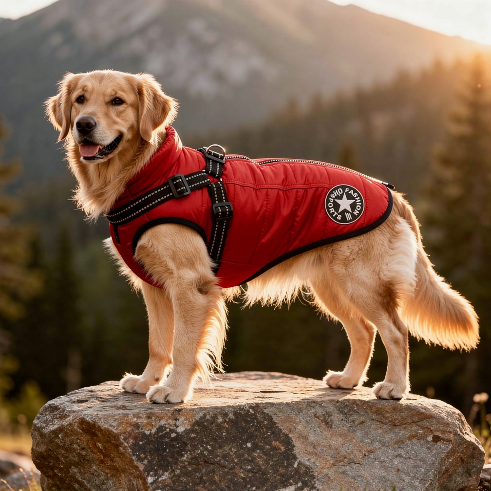 Hundemantel für Winter | Wintermantel für Hunde | Hundejacke mit Geschirr | FellMantel