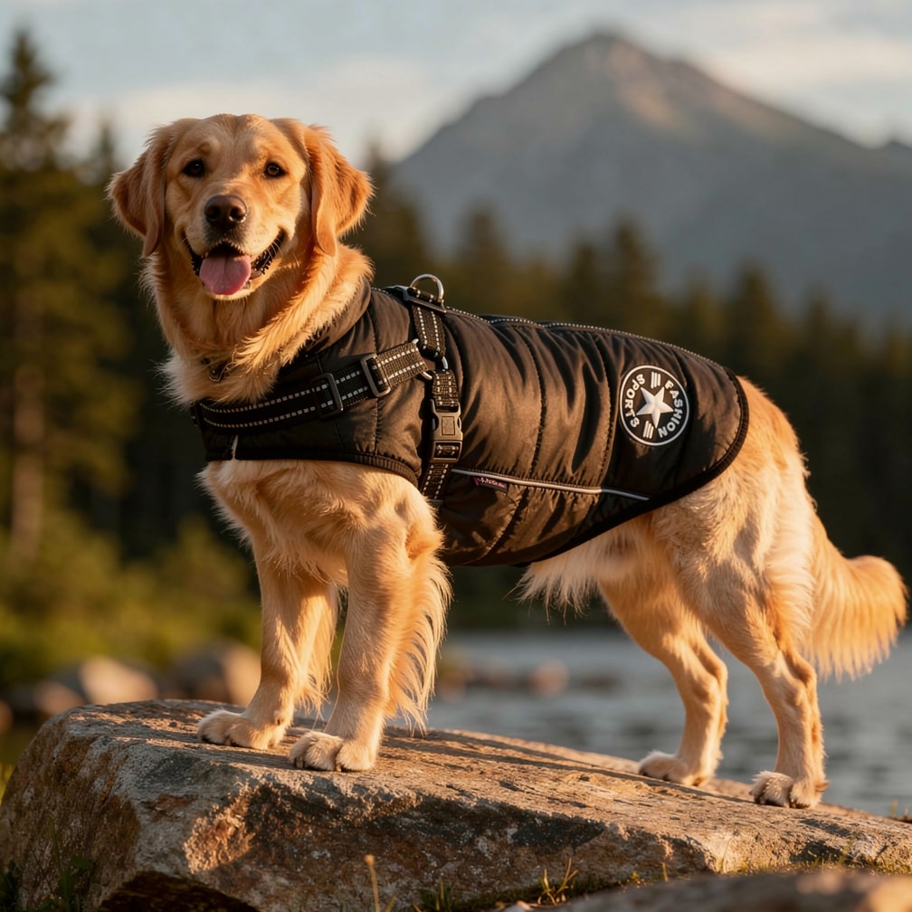 Hundemantel für Winter | Wintermantel für Hunde | Hundejacke mit Geschirr | FellMantel