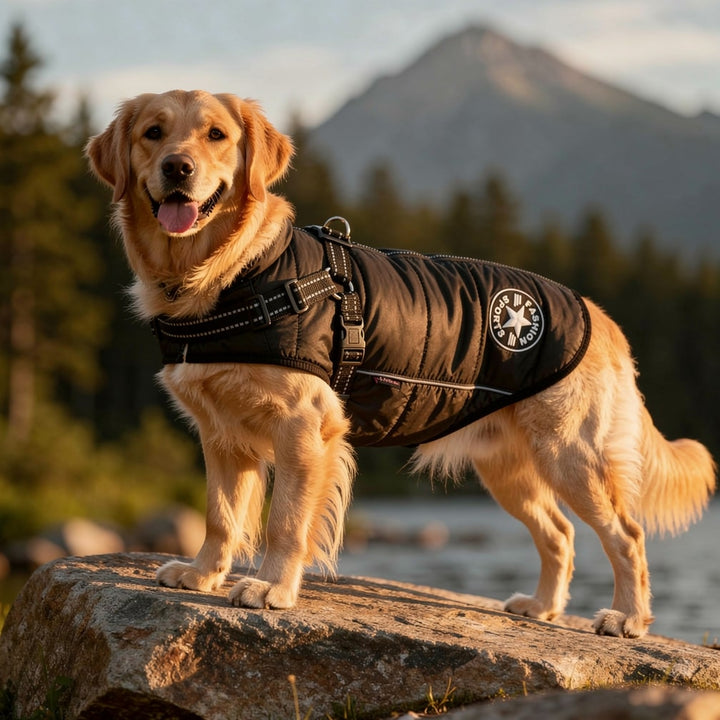 Hundemantel für Winter | Wintermantel für Hunde | Hundejacke mit Geschirr | FellMantel