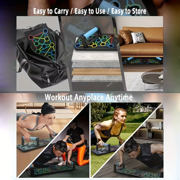 Krafttraining Set für zuhause mit Liegestützgriffen | Push up Board mit Widerstandsbändern | KraftBoard