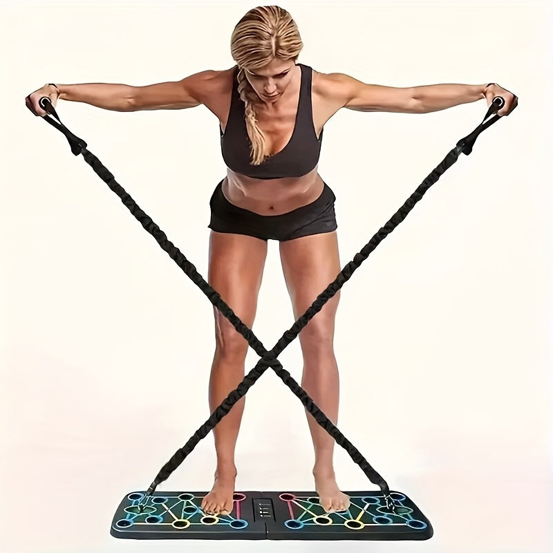 Krafttraining Set für zuhause mit Liegestützgriffen | Push up Board mit Widerstandsbändern | KraftBoard