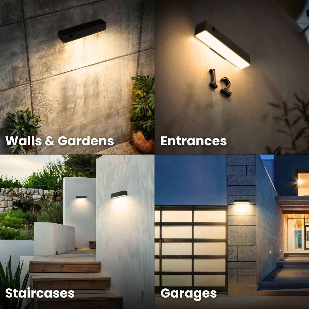 SolaBeam™ Moderne Solar-Wandleuchte mit Bewegungsmelder
