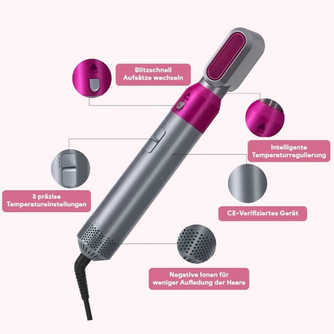 5 in 1 Lockenstab | Föhn, Glätteisen und Welleneisen in 1 | Hairstyler | Stylora
