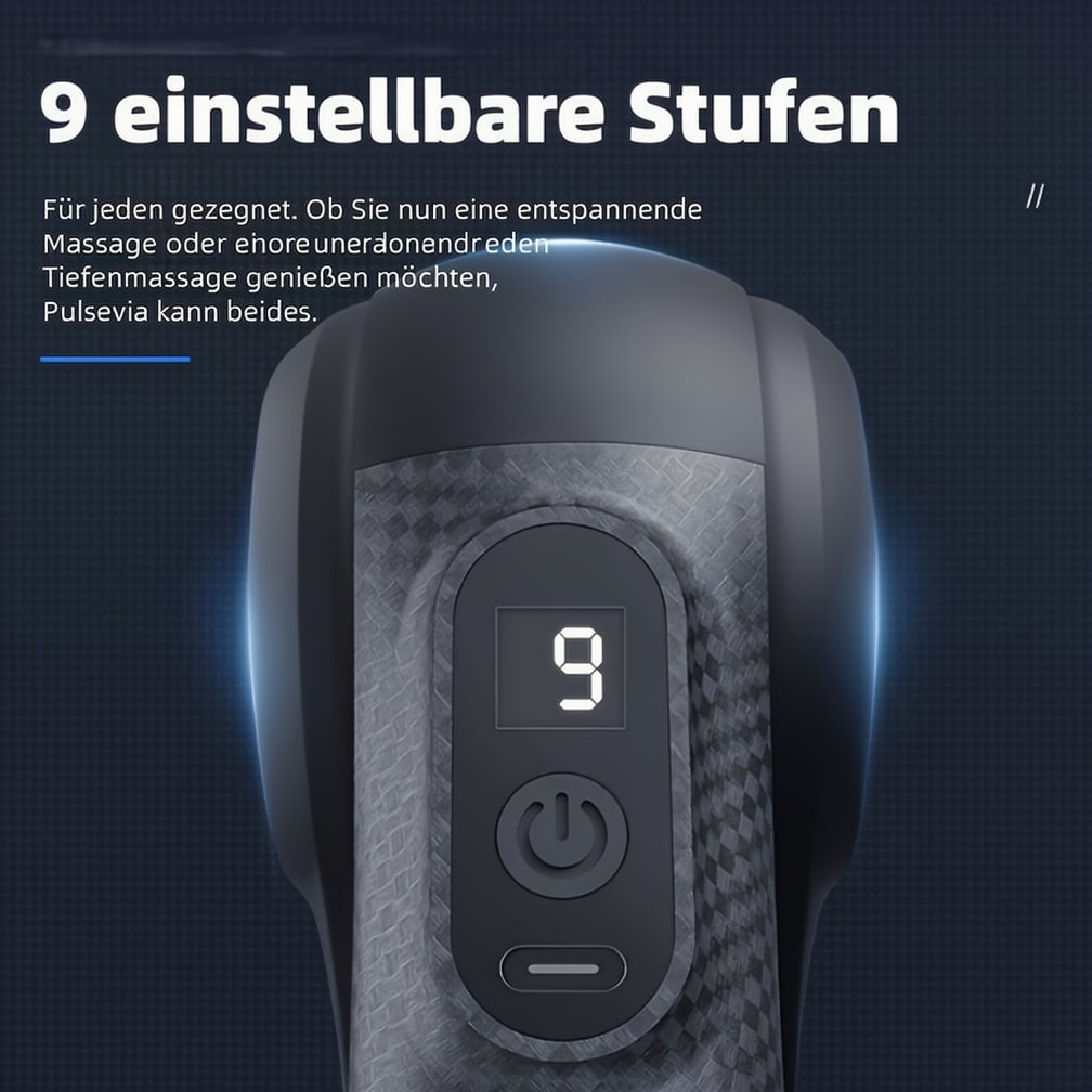 Massagepistole mit 9 Aufsätzen | Massagegerät für Nacken, Rücken, Füße und mehr | Massage Gun | Pulsevia