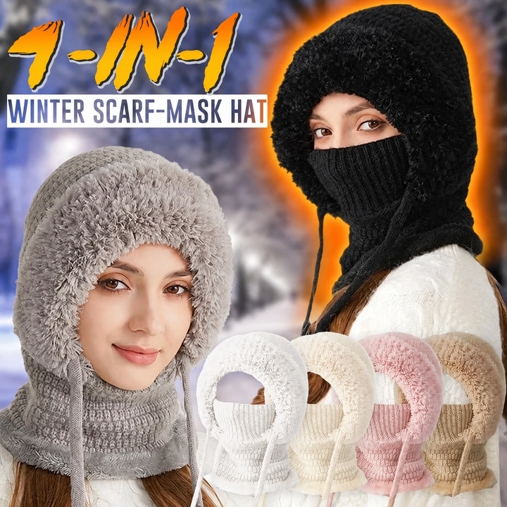 KopfWärme™ 4-in-1 Gefütterte Wintermütze mit Gesichtsschutz
