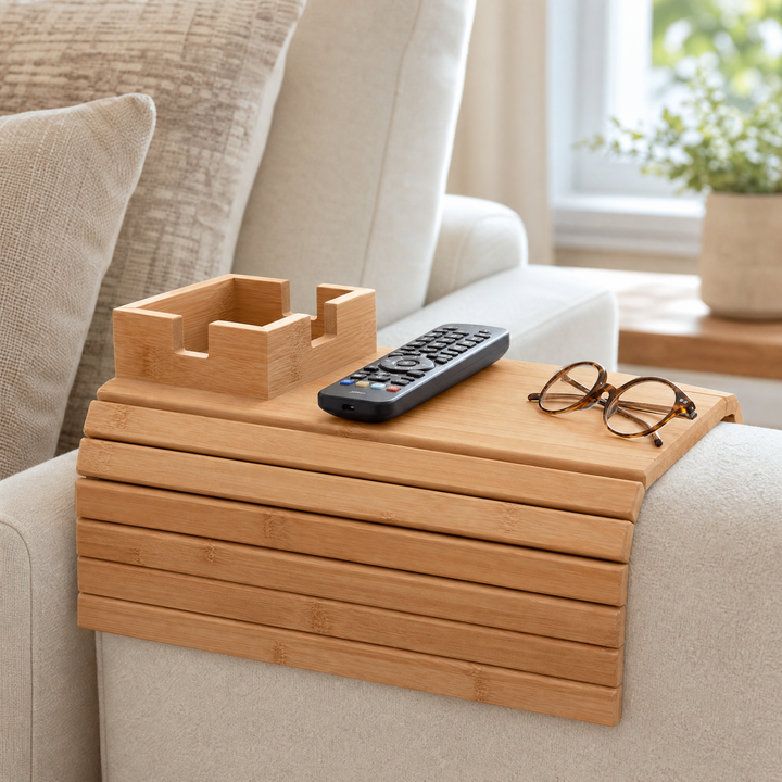 SofaBrett™ Flexible Armlehnen-Ablage aus Holz