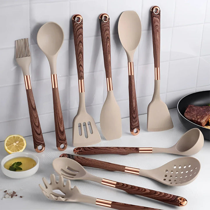 Premium Küchenhelfer Set | Küchenutensilien Set aus Silikon | Kochbesteck 10 Stück | Culinora