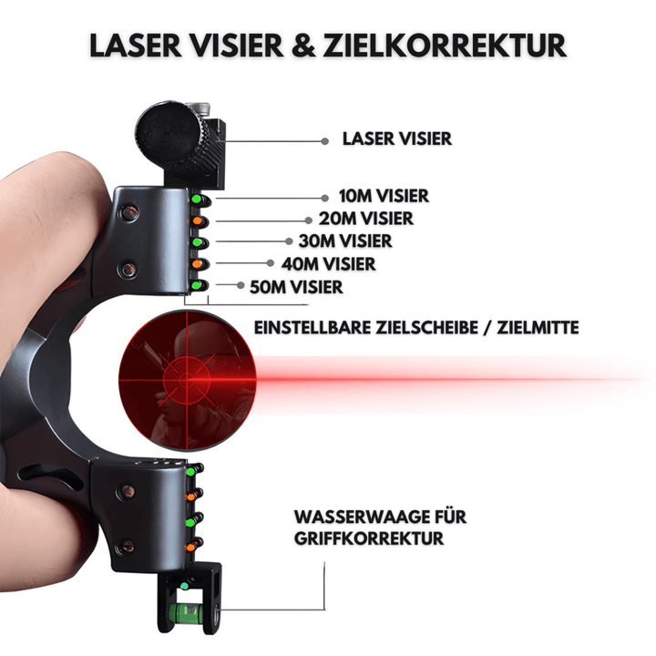 KOBRA KAY - Profi Laservisier Jagdschleuder Steinschleuder mit 50 Tonkugeln