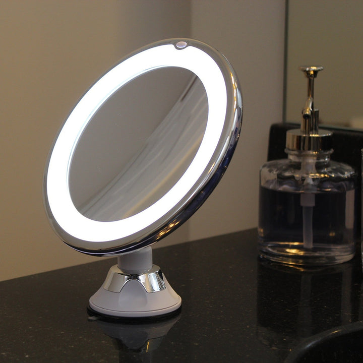 Schminkspiegel mit Licht und 10x Vergrößerung | Beleuchteter LED Spiegel rund | Kosmetix