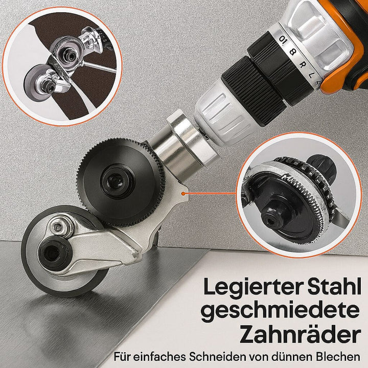 Metallschneider Werkzeug | Aufsatz für Bohrmaschine zum präzisen Blechschneiden | SchneidPro